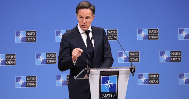 Il segretario generale della NATO Mark Rutte interviene durante una conferenza stampa per presentare la sua relazione annuale 2025, presso la sede della NATO a Bruxelles, in Belgio, il 26 marzo 2026. REUTERS/Omar Havana REUTERS