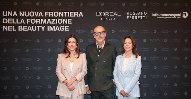 Da sinistra a destra Ninell Sobiecka, Presidente e Amministratore Delegato di L’Oréal Italia, Rossano Ferretti e Stefania Valenti, Managing Director di Istituto Marangoni
