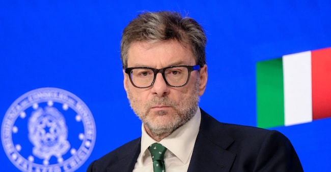 Il Ministro dell’Economia Giancarlo Giorgetti durante la conferenza stampa dopo il Consiglio dei Ministri tenutosi a Palazzo Chigi a Roma LAPRESSE