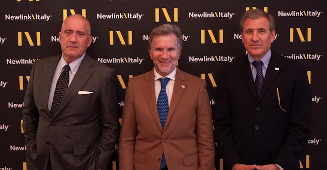 Da sinistra Massimo Costa, presidente e ad Newlink Italy: Sergio Roitberg, founder & president e Gustavo Martínez, Cgo del Gruppo