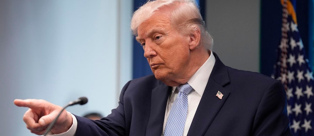 Il presidente Usa Donald Trump durante la conferenza stampa del 6 aprile.  EPA/YURI GRIPAS / POOL EPA