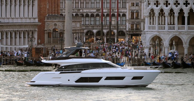 Lo Yacht 670 della Ferretti Yachts. ANSA