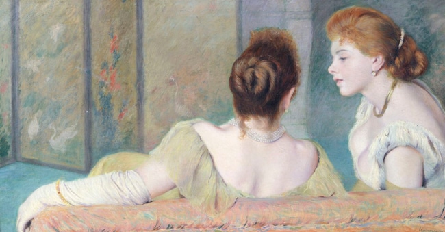 Federico Zandomeneghi, Sul divano, 1890-1895, olio su tela, Collezione privata