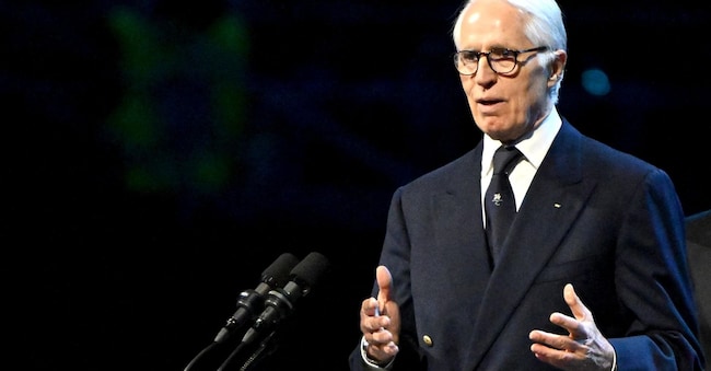 Il presidente del Comitato Organizzatore dei Giochi Olimpici e Paralimpici Invernali del 2026, Giovanni Malago, tiene un discorso durante la cerimonia di apertura dei Giochi Olimpici Invernali Milano Cortina 2026 allo Stadio San Siro, a Milano, Italia, il 6 febbraio 2026.  EPA/PETER KNEFFEL / POOL EPA