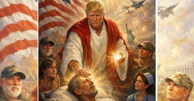 L’immagine Ai postata da Trump il 13 aprile 2026 su Truth (nei Vangeli, Gesù compie spesso gesti fisici di guarigione e benedizione, tra cui l’imposizione delle mani o il tocco diretto su parti del corpo dei malati, ndr) fonte Truth