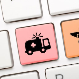 Colorful ambulance key on keyboard