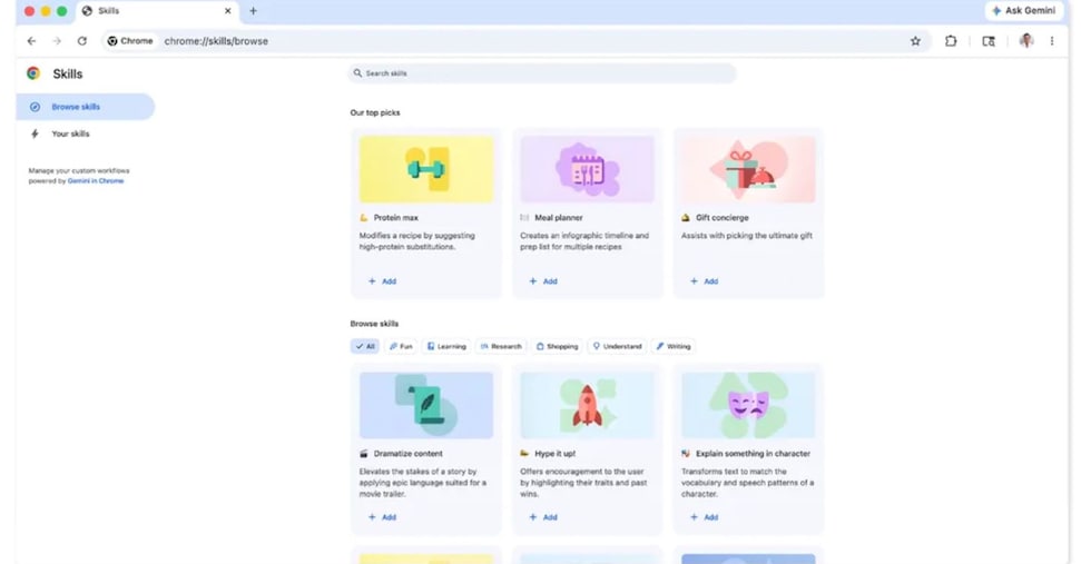 Chrome aggiunge una funzione per velocizzare i comandi lanciati all’intelligenza artificiale