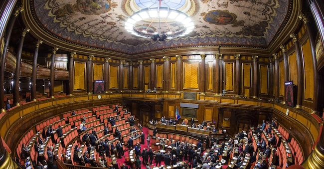 Un momento in aula durante il voto di fiducia sul decreto legge sicurezza al Senato, Roma, 12 aprile 2017. ANSA/ANGELO CARCONI ANSA