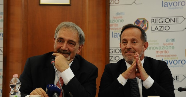 Francesco Rocca, Presidente Regione Lazio, e  GIancarlo Righini Assessore al Bilancio  Regione Lazio (destra) Imagoeconomica