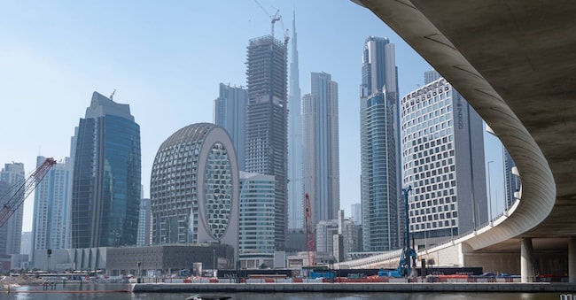 Dubai, Emirati Arabi Uniti, Asia - Vista dello skyline del centro città con moderni grattacieli dalle rive del canale Al Jadaf di Dubai 18/03/2025 IMAGO/Olaf Schuelke via Reuters