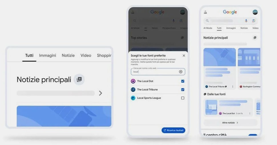 Google, da oggi si possono selezionare le fonti di informazione preferite