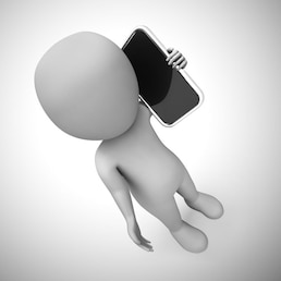 Talking on a mobile phone or cellular device for business or personal. Chatting discussing and conversing - 3d illustration