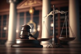 Judge gavel and Scales of Justice in the Court Hall created by generative AI