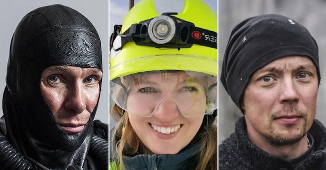 La combo mostra, da sinistra: Patrik Gronqvist, Jenni Westerlund e Sami Paakkarinen, del team finlandese di soccorso.  NPK  ANSA