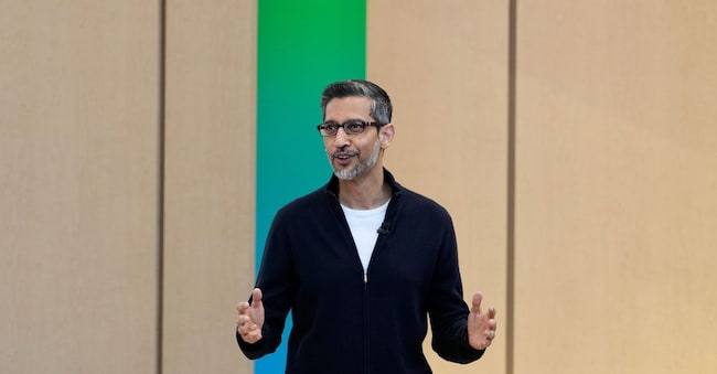 Il CEO di Alphabet, Sundar Pichai, interviene durante un evento Google I/O a Mountain View, in California, martedì 19 maggio 2026. (Foto AP/Jeff Chiu)   APN