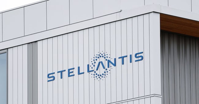A logo on the exterior of a Stellantis office building in Poissy, near Paris, France, May 4, 2026. REUTERS/Benoit Tessier REUTERS