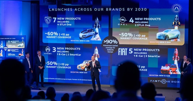 L–'Investor Day a Auburn Hills, 21 maggio 2026. Stellantis prevede, nel nuovo piano strategico, 60 miliardi di investimenti entro il 2030 e 60 nuovi modelli in arrivo per accelerare la crescita e i profitti.Stellantis, 60 miliardi di investimenti entro il 2030 e 60 nuovi modelli. ANSA/++FOTO DIFFUSA DALL'UFFICIO STAMPA DI xxx - USARE SOLO PER ILLUSTRARE OGGI LA NOTIZIA INDICATA NEL TITOLO - NON ARCHIVIARE – FOTO NON IN VENDITA - DA USARE SOLO PER FINI GIORNALISTICI - NPK+++ ANSA