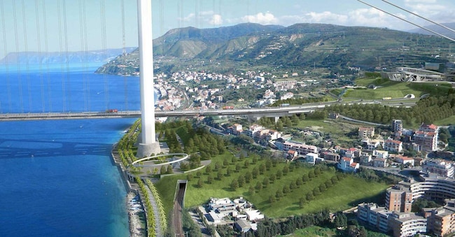 PONTE SULLO STRETTO DI MESSINA RENDERING PROGETTO PROGETTI IMAGOECONOMICA