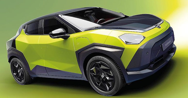 Nissan. Nella foto la terza generazione di Juke contraddistinto da una linea originale e fuori dagli schemi. È solo elettrico con autonomia di circa 600 km