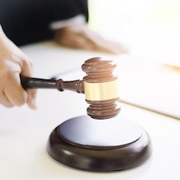 Justice and Law concept. lawyer working at courtroom.