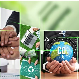 Green business ESG management tool to save world future concept model case idea to deal with bio carbon waste cycle data for better day of city life while building jobs, money, LCA tax and profit .
