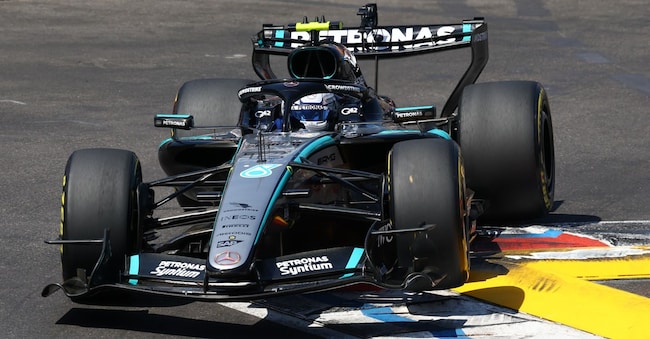 Kimi Antonelli alla guida della sua Mercedes durante il Gran Premio di Monaco. (Yves Herman, Pool Photo via AP) APS