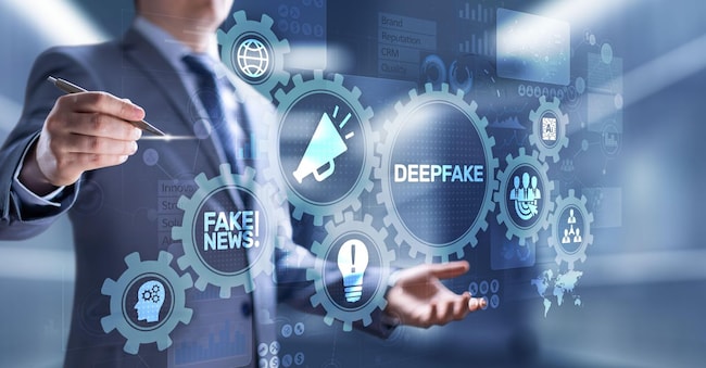 2GK3AEW Deep Fake news artificial intelligence in media technology concept on virtual screen. Alamy Stock Photo