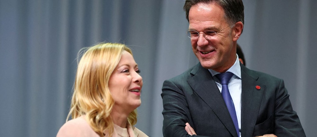 La premier Giorgia Meloni e il segretario della Nato and NATO Mark Rutte REUTERS/Piroschka van de Wouw/File Photo REUTERS