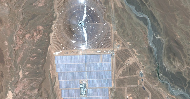 Immagine satellitare del complesso solare Noor Ouarzazate, in Marocco Science Photo Library via Reuter