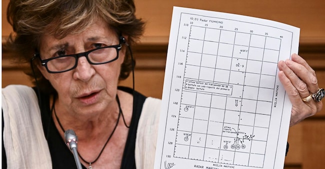 Daria Bonfietti, presidente dell'Associazione Parenti Vittime della Strage di Ustica, durante la conferenza stampa alla Camera dei Deputati promossa dal comitato La verità non si può archiviare, in vista dell'udienza davanti al Gip di Roma per decidere sull'archiviazione dei tragici fatti di Ustica richiesta dalla Procura di Roma, Roma, 26 maggio 2026. ANSA/RICCARDO ANTIMIANI ANSA