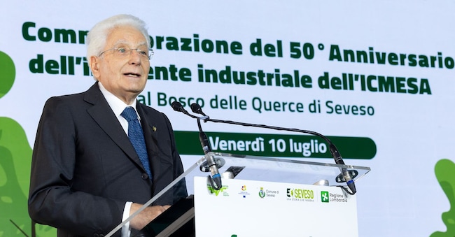 Il presidente della Repubblica Sergio Mattarella il presidente Mattarella a Seveso per il 50° anniversario dell'incidente industriale dell'ICMESA