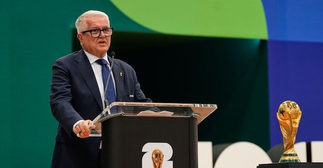 Romy Gai, direttore commerciale della FIFA, interviene durante la cerimonia di inaugurazione dell’International Broadcast Center lunedì 1 giugno 2026 a Dallas. (Foto AP/Tony Gutierrez)