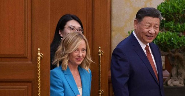 Giorgia Meloni con Xi Jinping