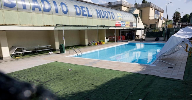 La piscina Paolo Roghi a Monterondo, dove oggi è deceduto un bambino di 5 anni mentre si trovava in acqua assieme ad altri 15 bimbi partecipanti ad un centro estivo, Roma 22 luglio 2026. ANSA/MASSIMO PERCOSSI (GENERICA, incidente, malore, caduto, morto) ANSA