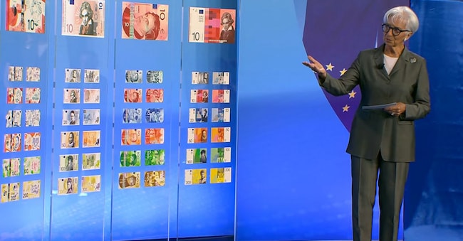 Christine Lagarde, presidente della Banca centrale europea, presenta il nuovo design delle banconote in euro (7146)