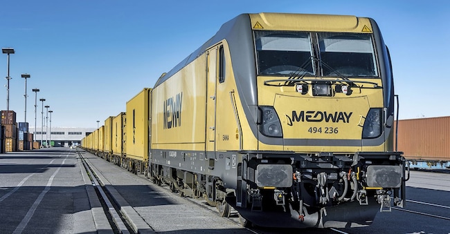 MEDWAY locomotive at Rivalta Terminal Europa, Italy