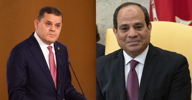 Nella foto il Premier Libico Abdul Dbeibah /Reuters   e  il Presidente Egiziano Abdel Fattah al-Sisi/bloomberg