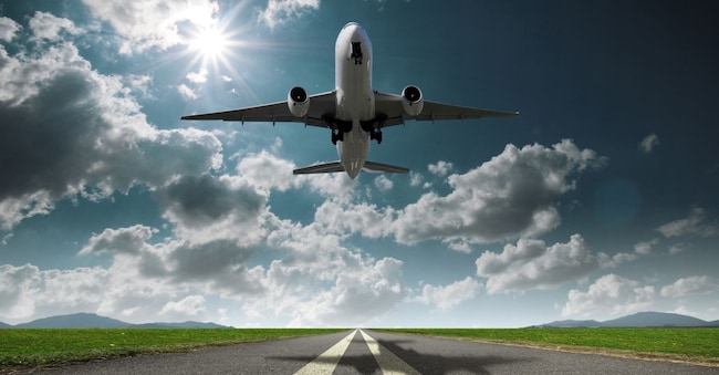 Delivery plane flying, blue and green thin technology lines on it. Generative AI. bitter...。 - stock.adobe.com