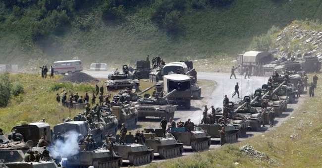 Un’immagine della guerra tra Georgia e Russia per l’Ossezia del Sud del 7 agosto 2008