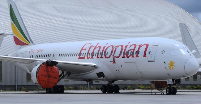 Un Boeing 787-8 Dreamliner della Ethiopian Airlines. EPA