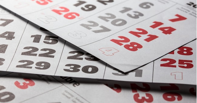background made of calendar dates close up