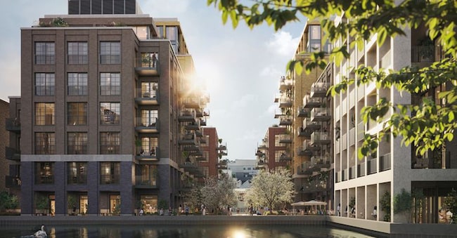 Il rendering del nuovo quartiere che sorgerà sulle rive del Tamigi, a Londra
