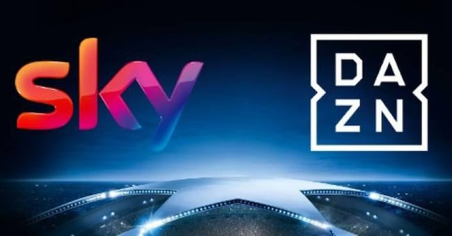 La combo mostra il logo di Sky e quello di Dazn. ANSA +++EDITORIAL USE ONLY - NO SALES+++ ANSA