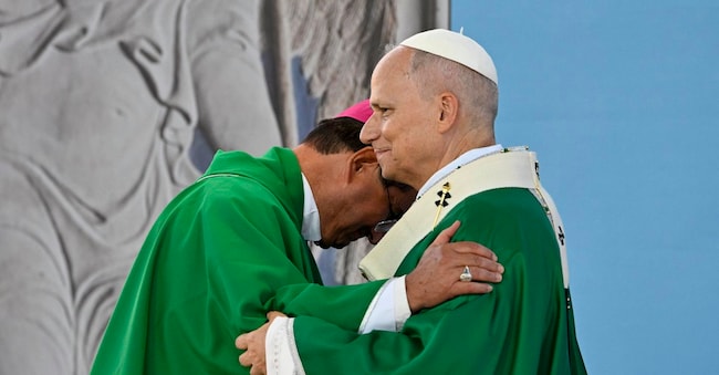 Papa Leone durante la concelebrazione eucaristica nell'ambito della visita pastorale a Rimini, porto di Rimini, 22 agosto 2026 ANSA