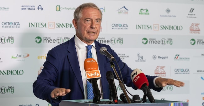 Il ministro delle Imprese e del Made in Italy, Adolfo Urso, al Meeting di Rimini, 25 agosto 2026 Ansa