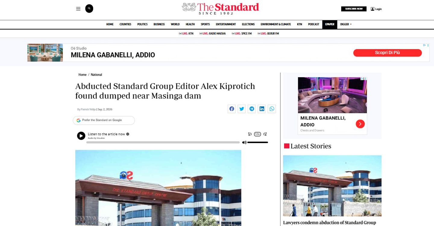 Kenya, ritrovato salvo il giornalista sequestrato