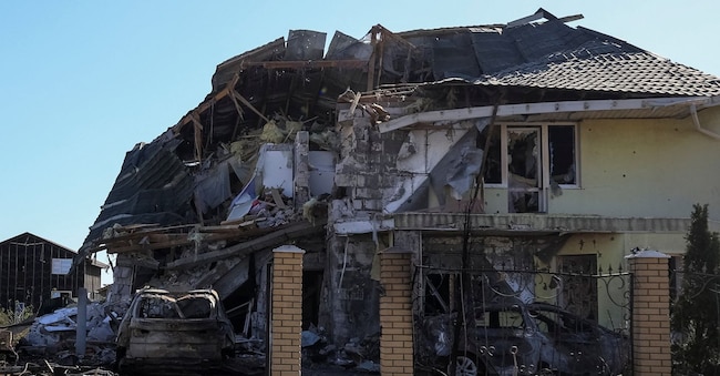 Un'abitazione privata danneggiata dagli attacchi dei droni, nel contesto dell'offensiva russa contro l'Ucraina, nella regione di Odessa (REUTERS)
