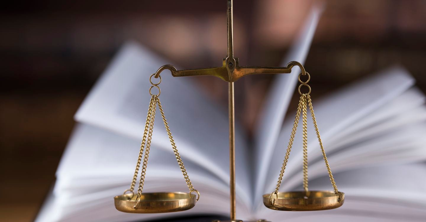 Scales of justice, law gavel