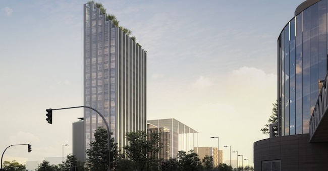 Il rendering dell’hotel di via Scarampo completato