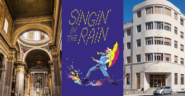 A sinistra : Chiesa dei Girolamini - Napoli (Adobestock), a destra : Teatro Miela - Trieste ( Alamy)